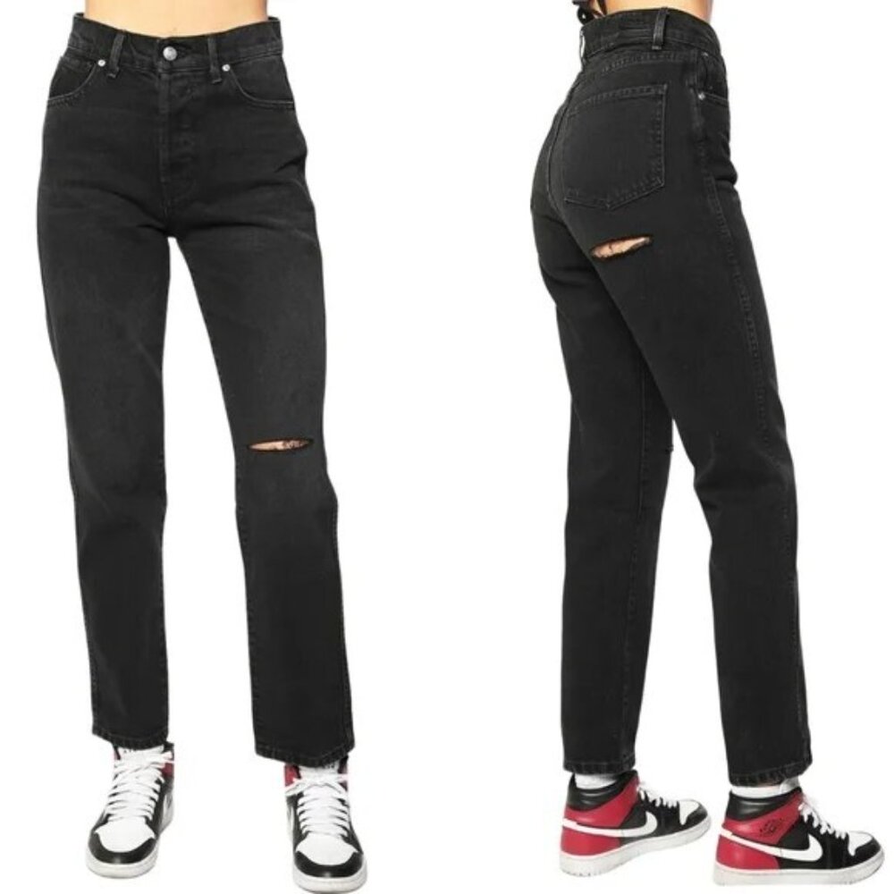 NWT Revice Ex-Boyfriend Jeans Black Distressed High Rise Ripped Size 31 Women